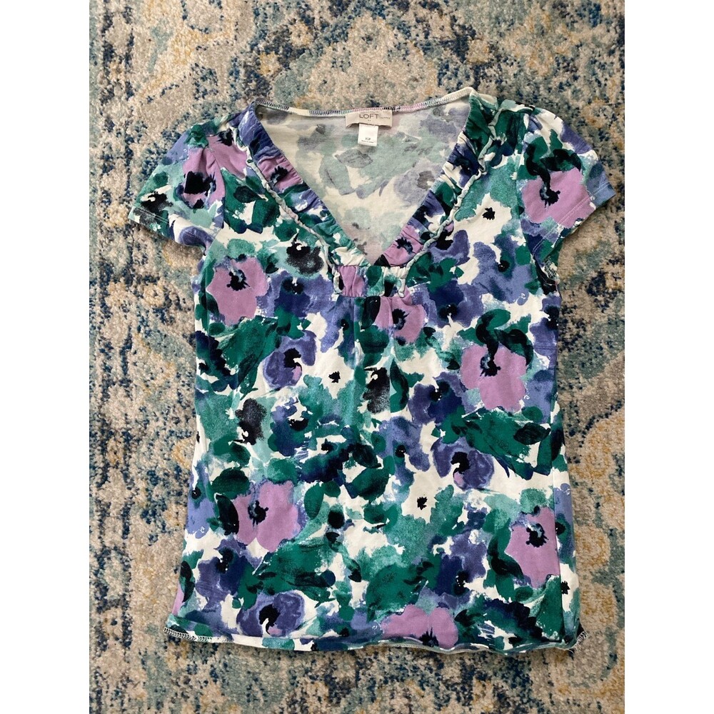 Purple and green short sleeve shirt